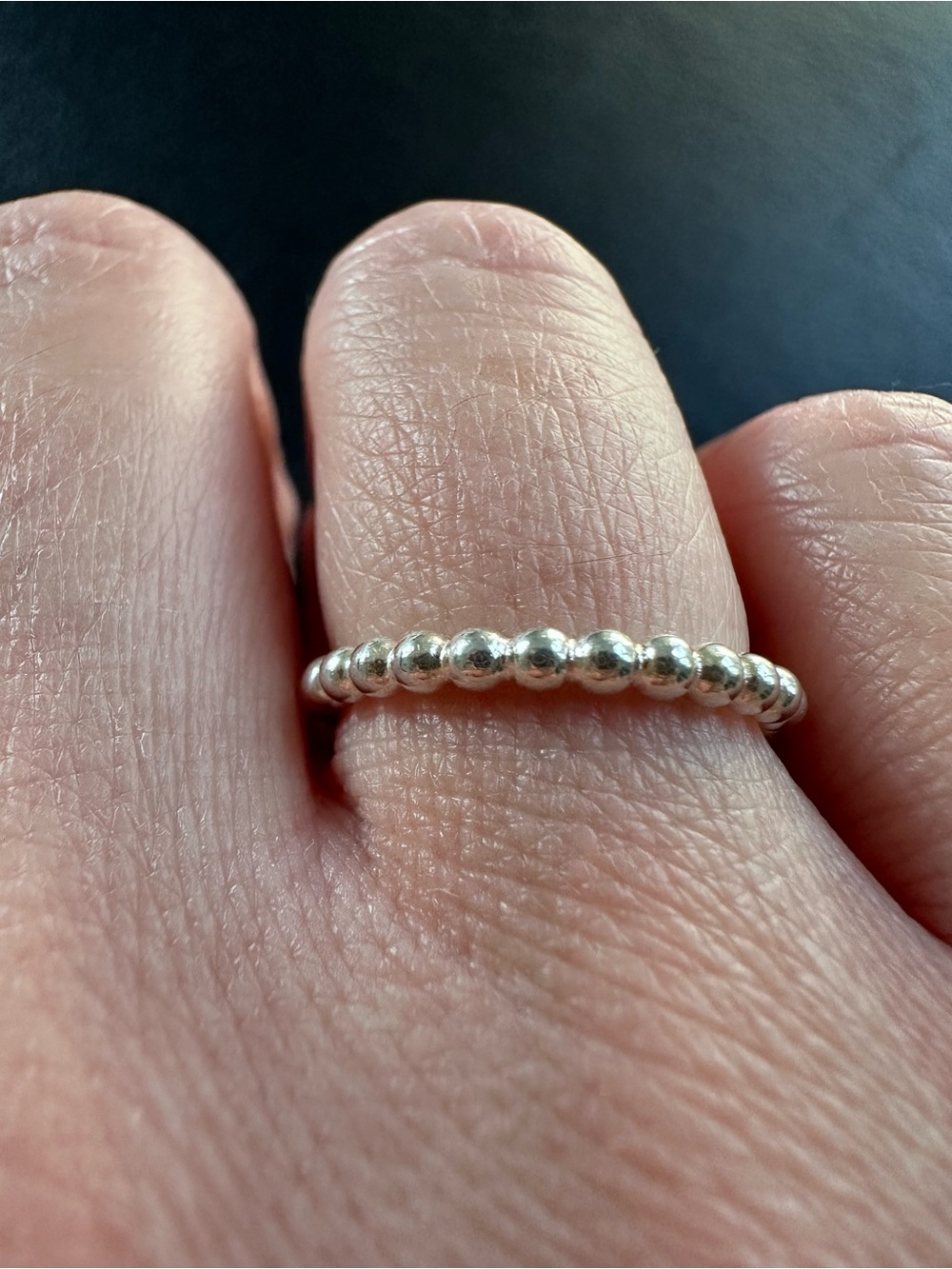 Pandora Sterling Silver Beaded Stackable Ring sz 6